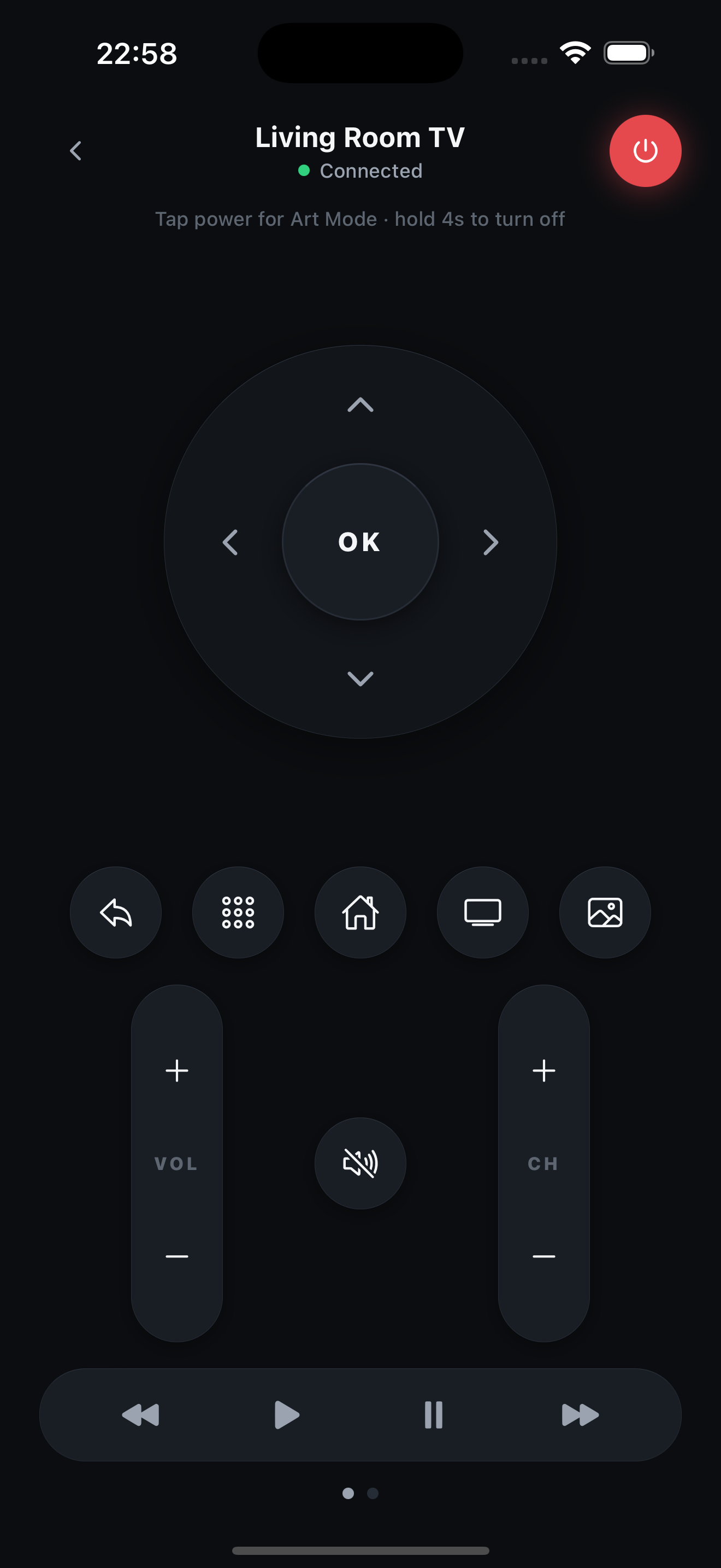 The remote screen, connected to a TV